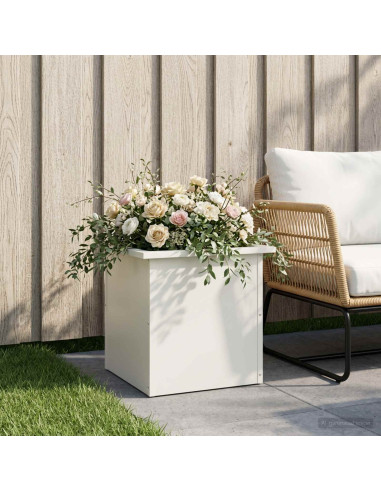 Fioriera da giardino con LED Bianco 40 x 40 x 40 cm Acciaio