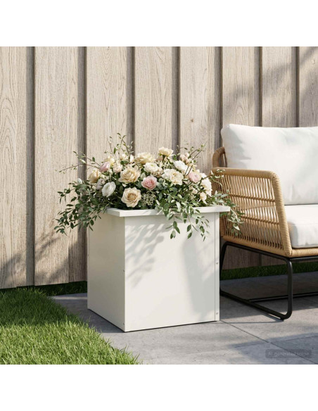 Fioriera da giardino con LED Bianco 40 x 40 x 40 cm Acciaio