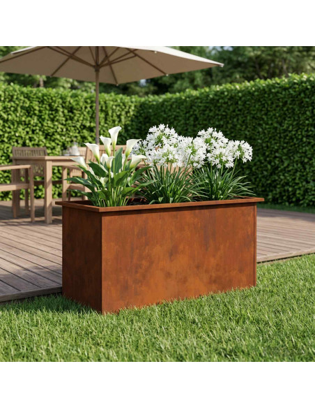 Fioriera da giardino con LED Ruggine 50 x 100 x 48 cm