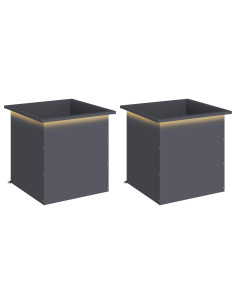 Fioriera da giardino con LED 2 pz Antracite 50 x 50 x 48 cm 2