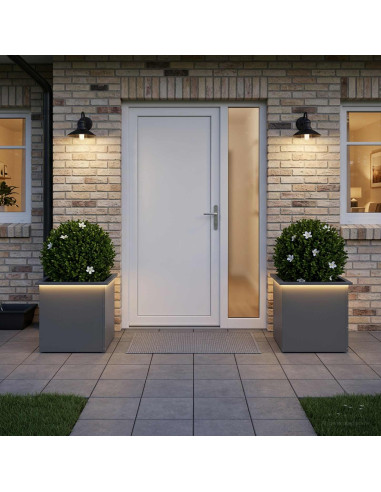 Fioriera da giardino con LED 2 pz Antracite 50 x 50 x 48 cm