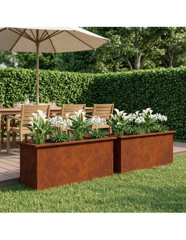 Fioriera da giardino con LED 2 pz Ruggine 40 x 100 x 40 cm