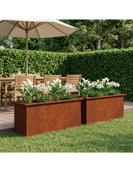 Fioriera da giardino con LED 2 pz Ruggine 40 x 100 x 40 cm