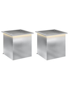 Fioriera da giardino con LED 2 pz Argento 50 x 50 x 48 cm 2