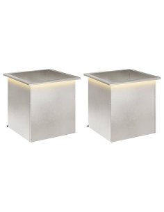 Fioriera da giardino con LED 2 pz Argento 50 x 50 x 48 cm 2