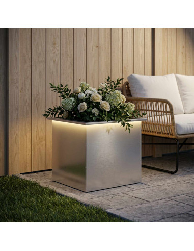 Fioriera da giardino con LED Argento 50 x 60 x 48 cm