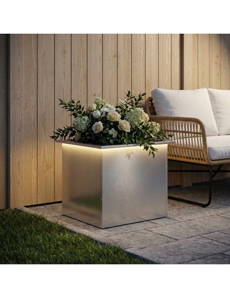 Fioriera da giardino con LED Argento 50 x 60 x 48 cm