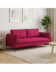 Divano 3-Persone 3 posto Rosso Vino 222 x 81 x 89 cm Velluto