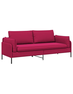 Divano 3-Persone 3 posto Rosso Vino 222 x 81 x 89 cm Velluto 2