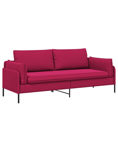 Divano 3-Persone 3 posto Rosso Vino 222 x 81 x 89 cm Velluto