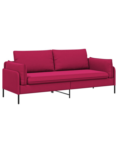 Divano 3-Persone 3 posto Rosso Vino 222 x 81 x 89 cm Velluto