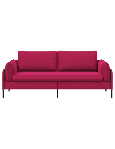 Divano 3-Persone 3 posto Rosso Vino 222 x 81 x 89 cm Velluto