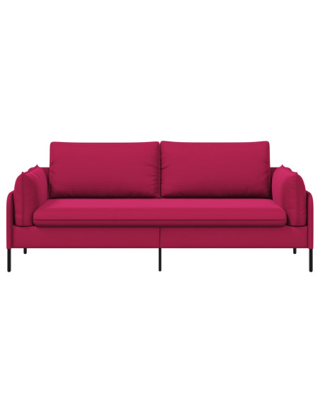 Divano 3-Persone 3 posto Rosso Vino 222 x 81 x 89 cm Velluto