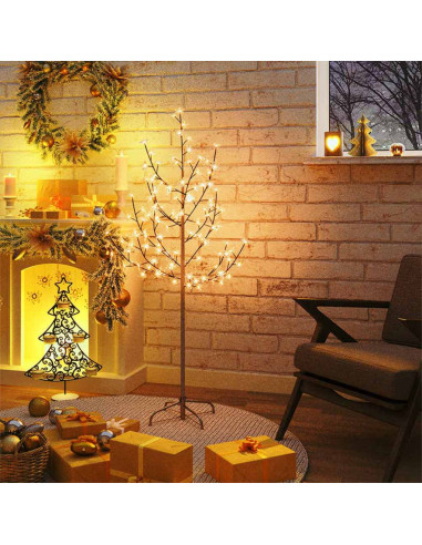 Albero di Ciliegio con 84 LED Bianco Caldo 120 cm