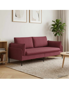 Divano a 2 Posti Rosso Vino 188 x 81 x 89 cm Tessuto