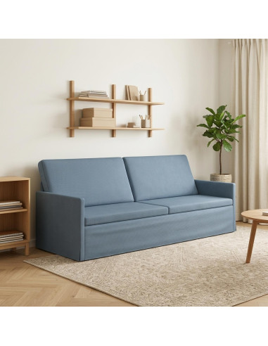 Divano a 3 posti Blu 220 x 81 x 82 cm Tessuto in Cords