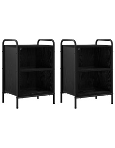 Armadio da Notte 2 pz Rovere Nero 40 x 30 x 60 cm 2