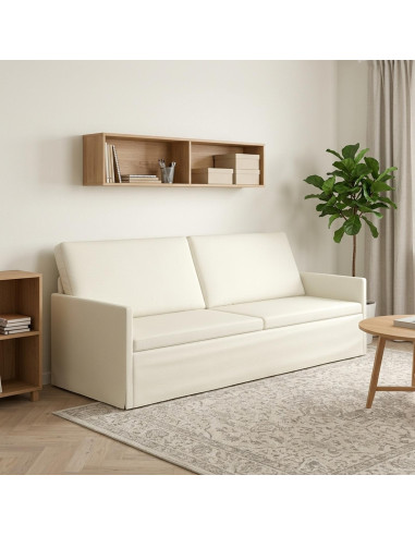 Divano a 3 posti Crema 220 x 81 x 82 cm Tessuto in Cords