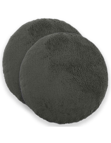 Federa 2 pcs HEERLEN Grigio Scuro Ø 30 cm Bouclé