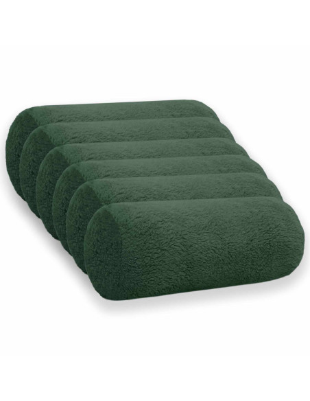 Federa 6 pcs HEERLEN Verde Scuro Ø 15 x 40 cm Bouclé