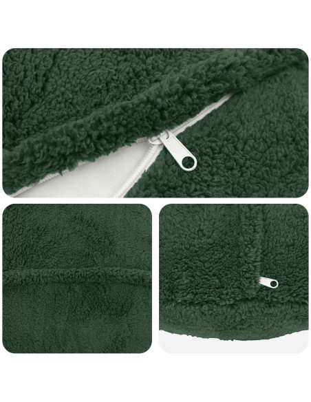 Federa 2 pcs HEERLEN Verde Scuro Ø 60 cm Bouclé