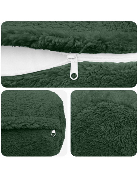 Federa 2 pcs HEERLEN Verde Scuro Ø 15 x 40 cm Bouclé