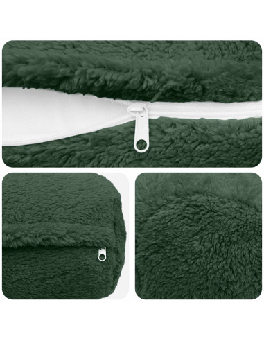 Federa 6 pcs HEERLEN Verde Scuro Ø 15 x 40 cm Bouclé