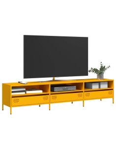 Mobile TV Giallo Senape 202x39x43,5cm Acciaio Laminato a Freddo
