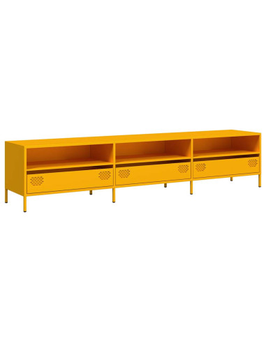 Mobile TV Giallo Senape 202x39x43,5cm Acciaio Laminato a Freddo