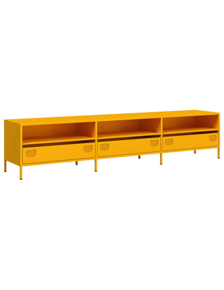 Mobile TV Giallo Senape 202x39x43,5cm Acciaio Laminato a Freddo