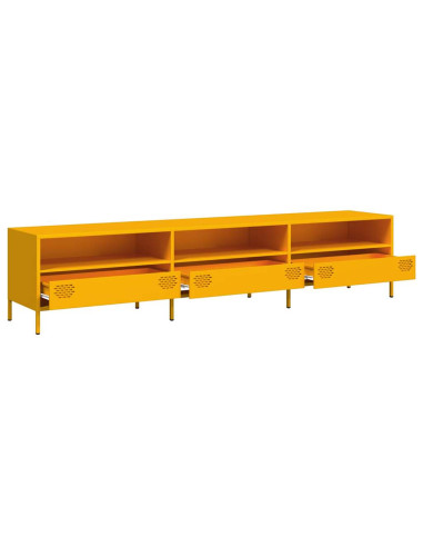 Mobile TV Giallo Senape 202x39x43,5cm Acciaio Laminato a Freddo