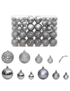 Palline di Natale 100 pz Grigie 3 / 4 / 6 cm