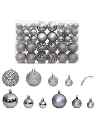 Palline di Natale 100 pz Grigie 3 / 4 / 6 cm