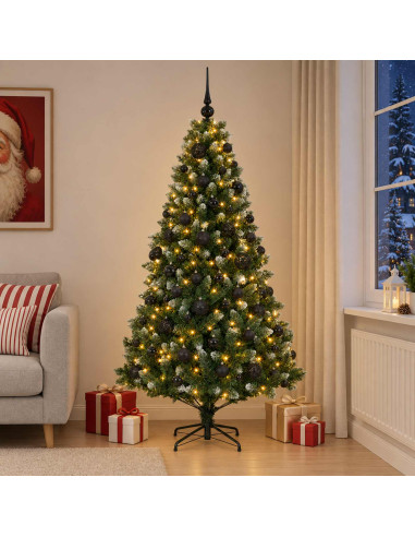 Albero di Natale Artificiale con Palline 180 cm 300 LED