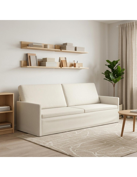 Divano a 3 posti Crema 220 x 81 x 82 cm Velluto (V)