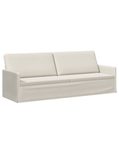 Divano a 3 posti Crema 220 x 81 x 82 cm Velluto (V) 2