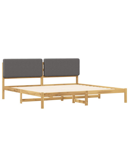 Letto con Testiera Rivestita Bianco lavato e grigio chiaro