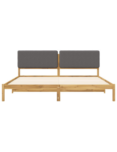 Letto con Testiera Rivestita Bianco lavato e grigio chiaro