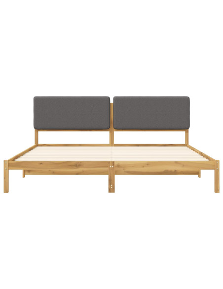 Letto con Testiera Rivestita Bianco lavato e grigio chiaro
