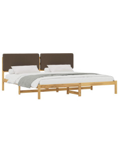 Letto con Testiera Rivestita Bianco lavato e taupe 180 x 200 cm 2