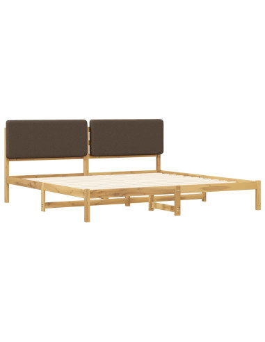 Letto con Testiera Rivestita Bianco lavato e taupe 200 x 200 cm