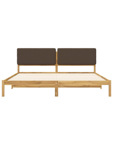 Letto con Testiera Rivestita Bianco lavato e taupe 200 x 200 cm