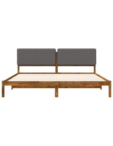 Letto con Testiera Rivestita Naturale e Grigio Chiaro