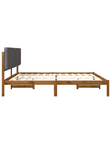 Letto con Testiera Rivestita Naturale e Grigio Chiaro