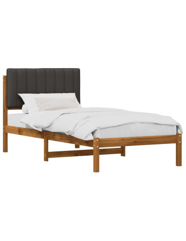 Letto con Testiera Rivestita Naturale e Grigio Scuro