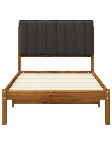 Letto con Testiera Rivestita Naturale e Grigio Scuro
