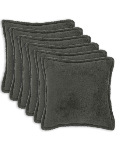 Federa 6 pcs HOUTEN Grigio Scuro 80 x 80 cm Bouclé