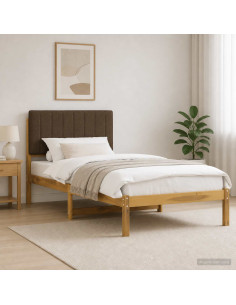 Letto con Testiera Rivestita Bianco lavato e taupe 75 x 190 cm
