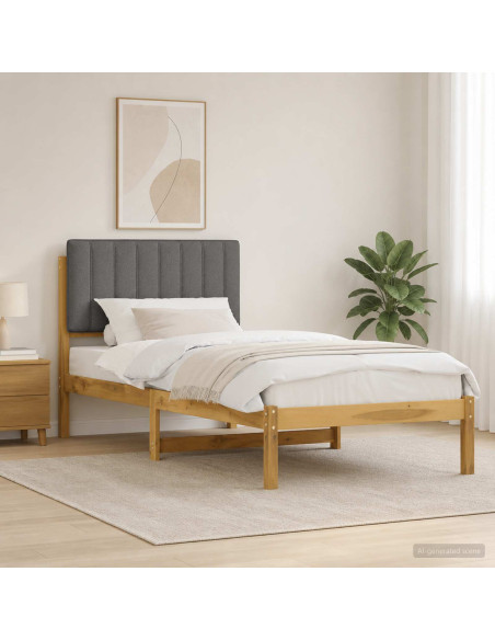 Letto con Testiera Rivestita Bianco lavato e grigio chiaro