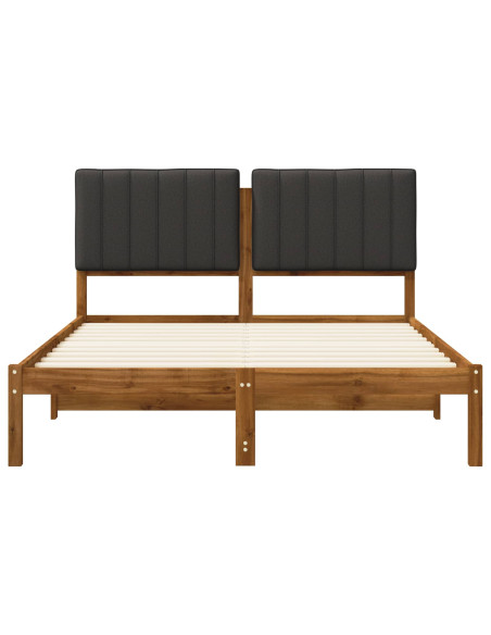 Letto con Testiera Rivestita Naturale e Grigio Scuro
